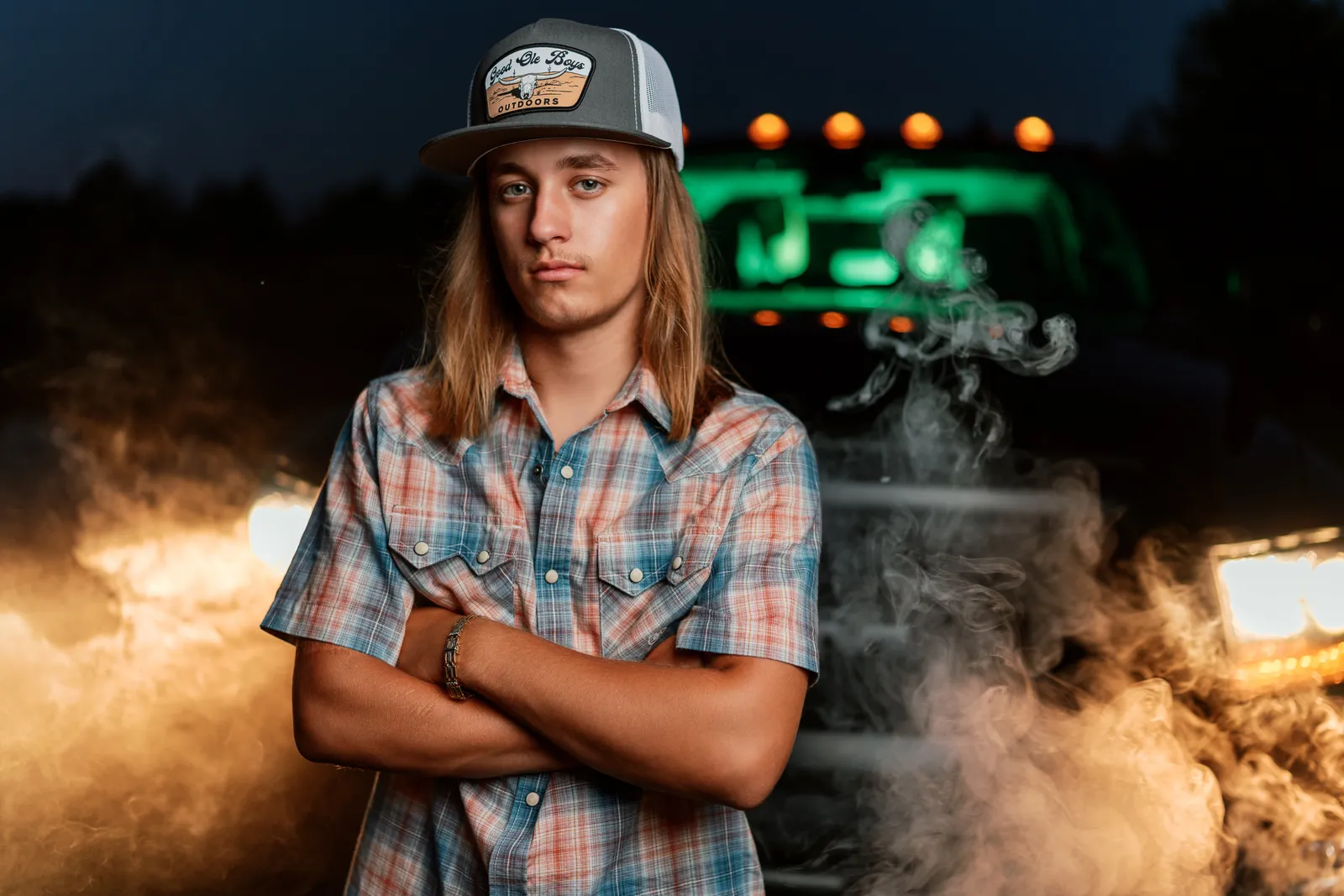 Cinematic senior portrait, outdoor light