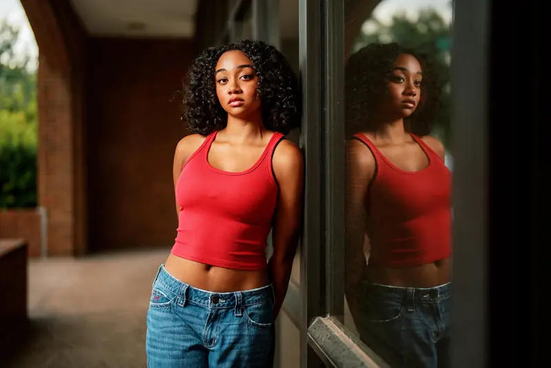 Senior portrait with confident, editorial styling