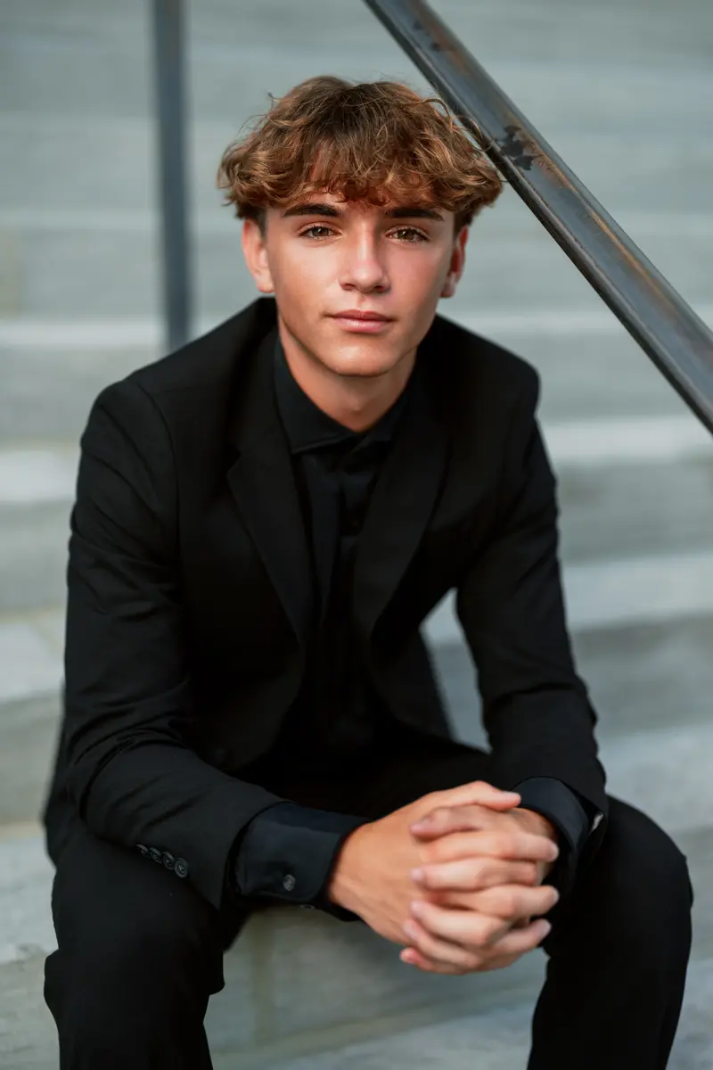 Senior portrait with bold, cinematic energy