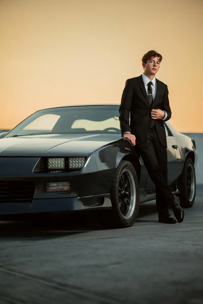 Cinematic senior portrait with bold composition